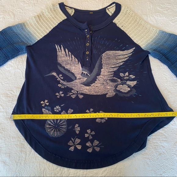 Free People Tranquility Graghic Crochet Sleeve Top - S - Picture 10 of 13